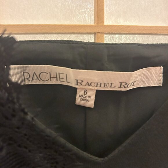 Rachel Roy Little Black Camisole Dress with Lace Trim and Asymmetrical Hem Sz 6 - Picture 8 of 14